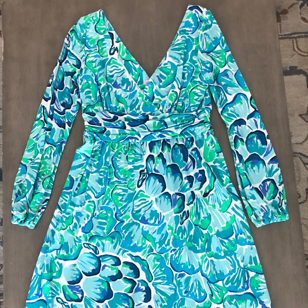 Lilly Pulitzer Teal Blue & Green Floral Dress